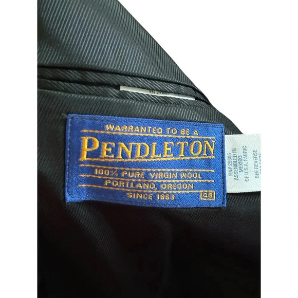 Pendleton Pure Wool Gray Tweed Elbow Patches Western Jacket Sports Coat Size 48 - Picture 9 of 11